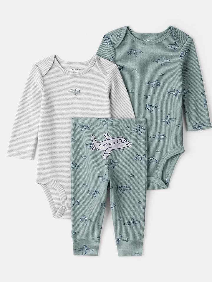 carter's 3-częściowy zestaw w kolorze zielono-szarym rozmiar: 80