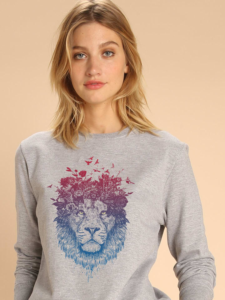 WOOOP Bluza "Floral Lion" w kolorze szarym rozmiar: XXL