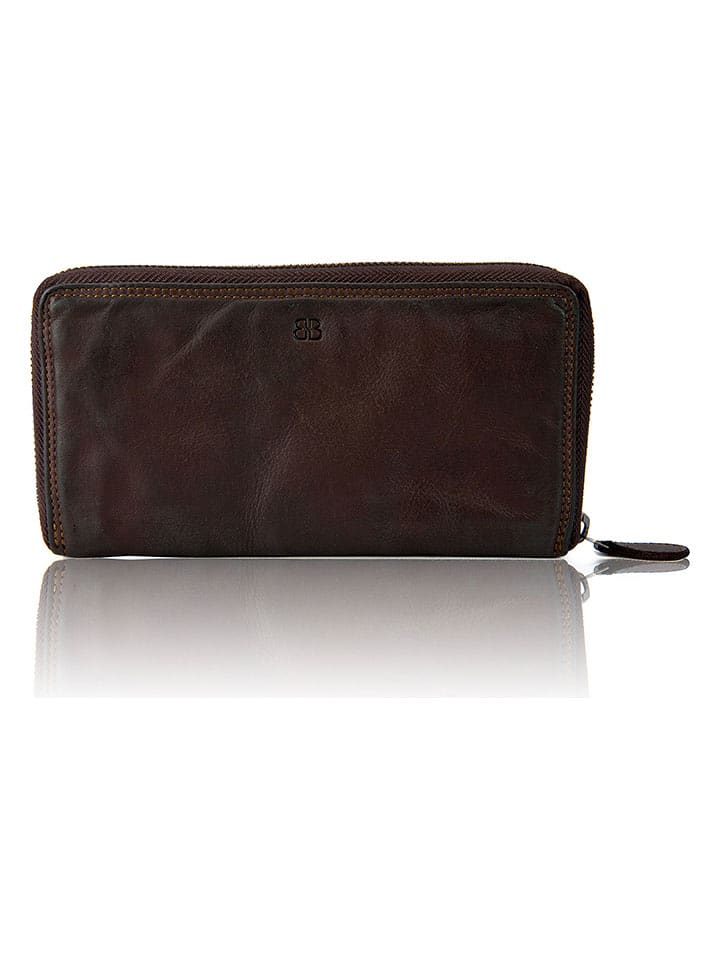 Bellicci Skórzany portfel "Greta" w kolorze brązowym - 19,5 x 10 x 3 cm rozmiar: onesize