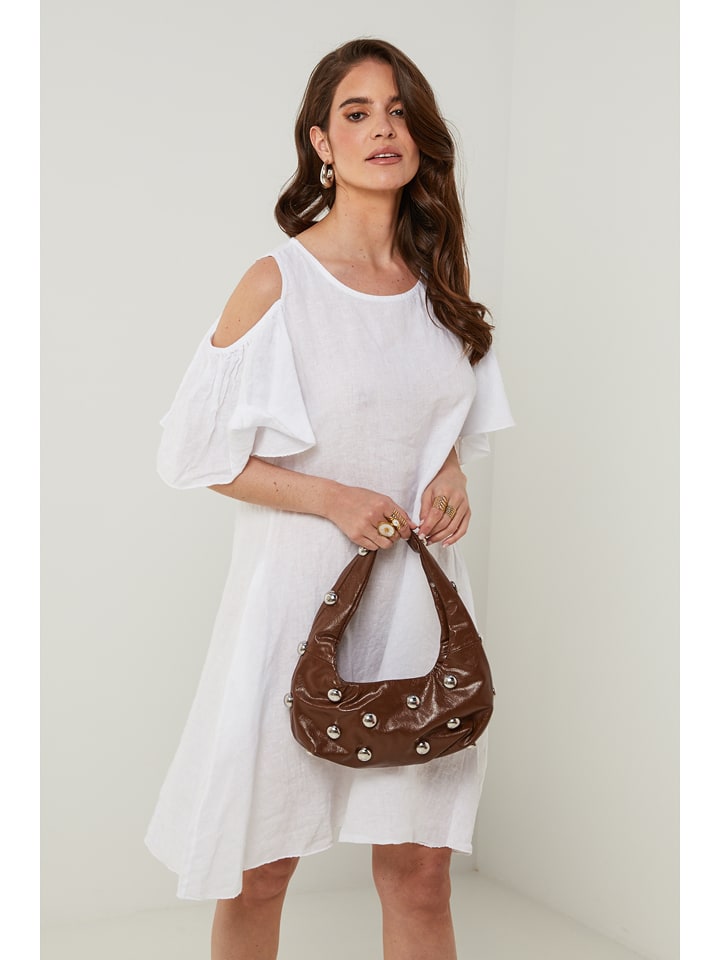 Rodier Lin Lniana sukienka w kolorze białym rozmiar: L/XL