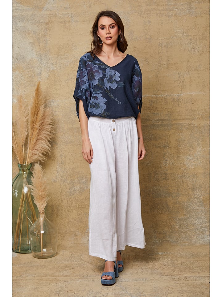 Fleur de Lin Lniane spodnie "Kendra" w kolorze białym rozmiar: S