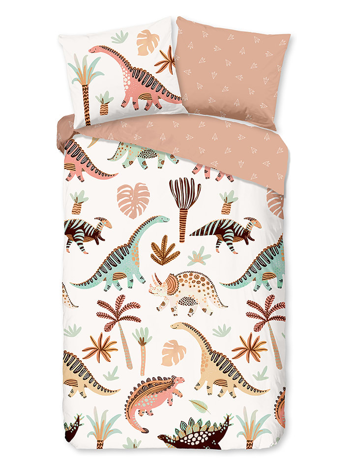 Good Morning Komplet pościeli "Dino" w kolorze brzoskwiniowym ze wzorem rozmiar: 140x220 cm
