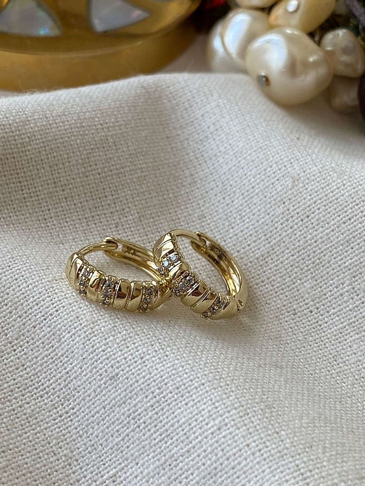 Luseera Pozłacane kolczyki-kreole z cyrkoniami rozmiar: onesize