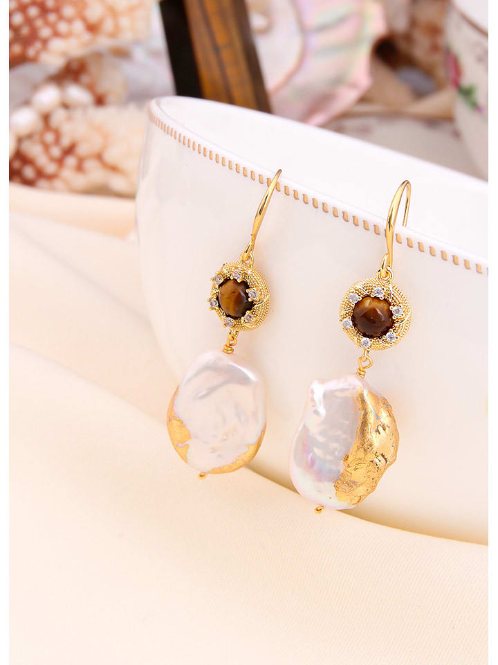 L'Atelier de Gaia Pozłacane kolczyki z perłami i cyrkoniami rozmiar: onesize