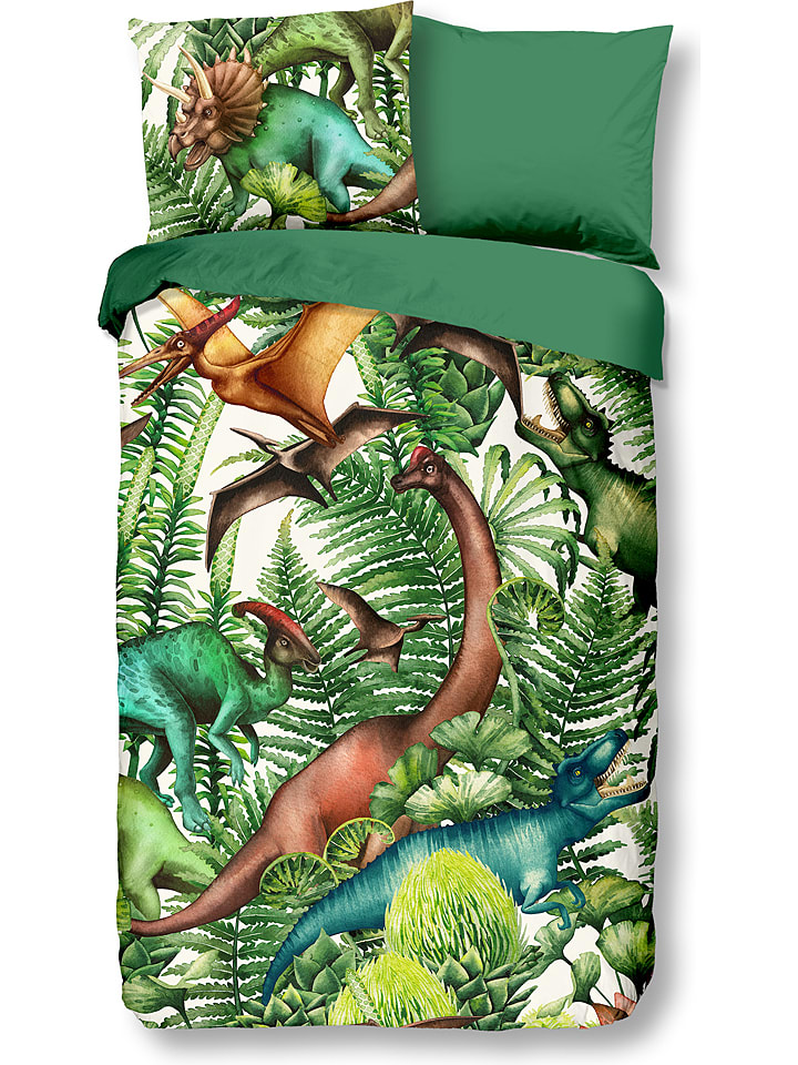 Good Morning Komplet pościeli "Prehistory" w kolorze zielonym rozmiar: 140x220 cm
