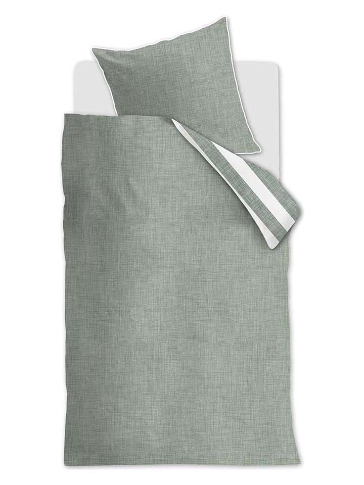 Rivièra Maison Komplet pościeli "Lindy" w kolorze zielono-białym rozmiar: 155x220 cm