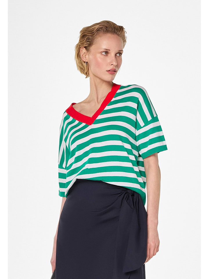 Rodier Koszulka w kolorze biało-zielonym rozmiar: L