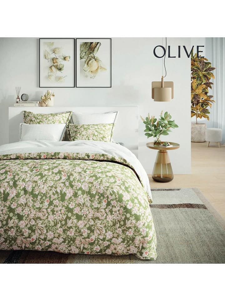 Passion dElly Komplet pościeli "Olive" w kolorze zielono-jasnoróżowym rozmiar: 200x200 cm