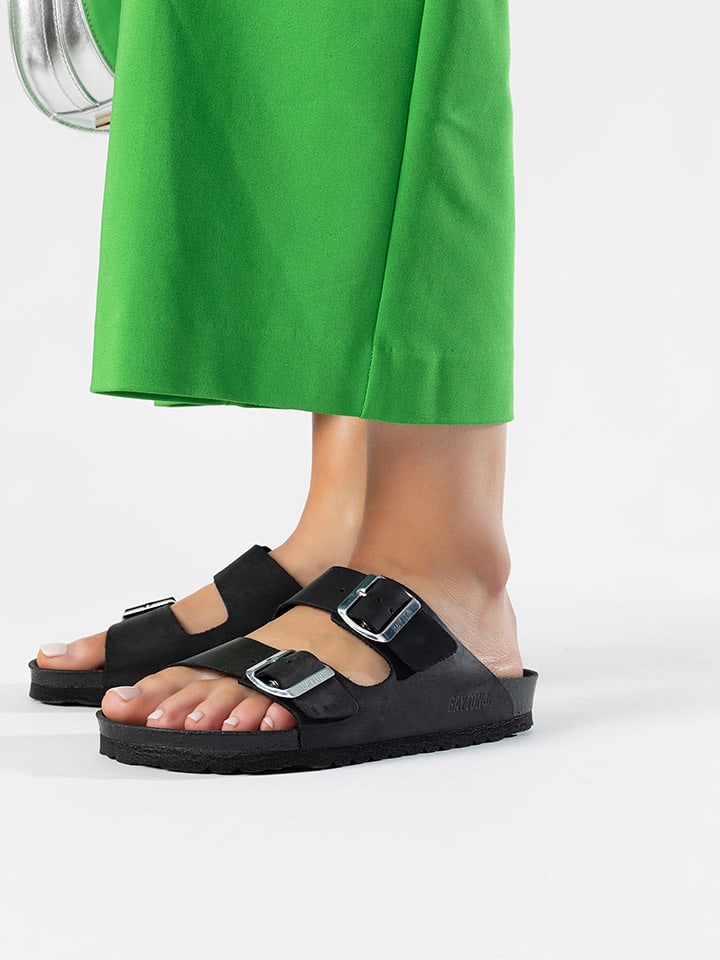 BAYTON Skórzane klapki "Atlas" w kolorze czarnym rozmiar: 38