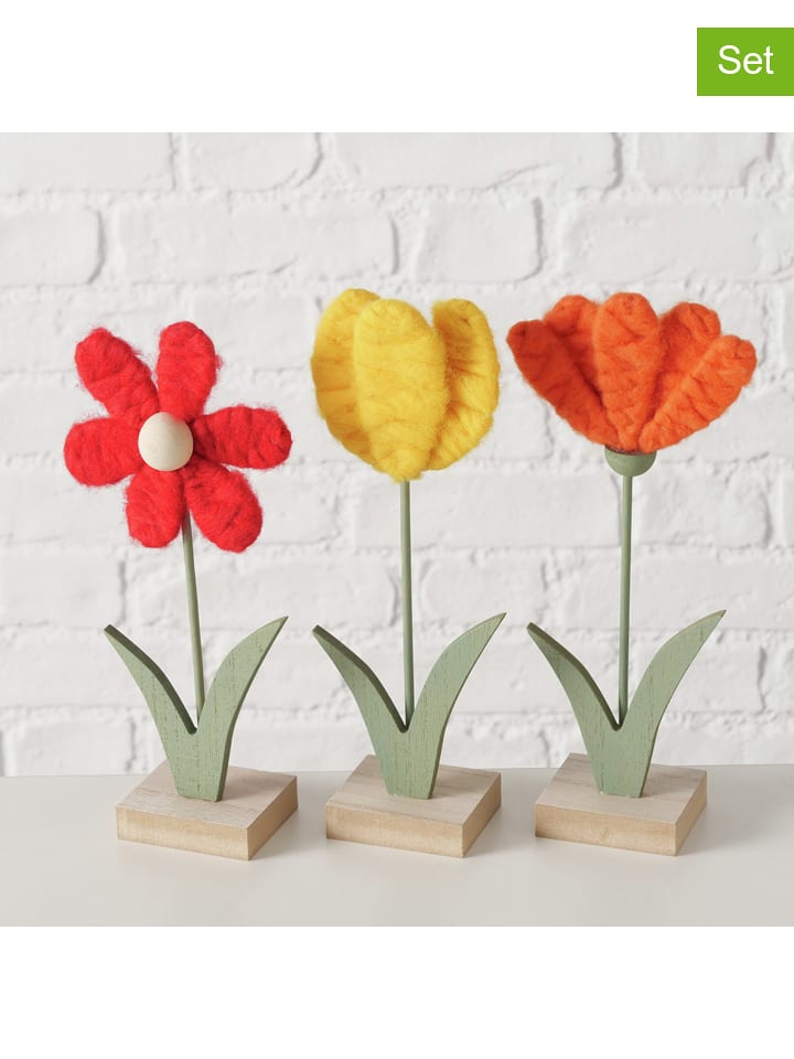 Boltze Dekoracje (3 szt.) "Farina" w kolorze żółto-pomarańczowym - wys. 22 cm rozmiar: onesize