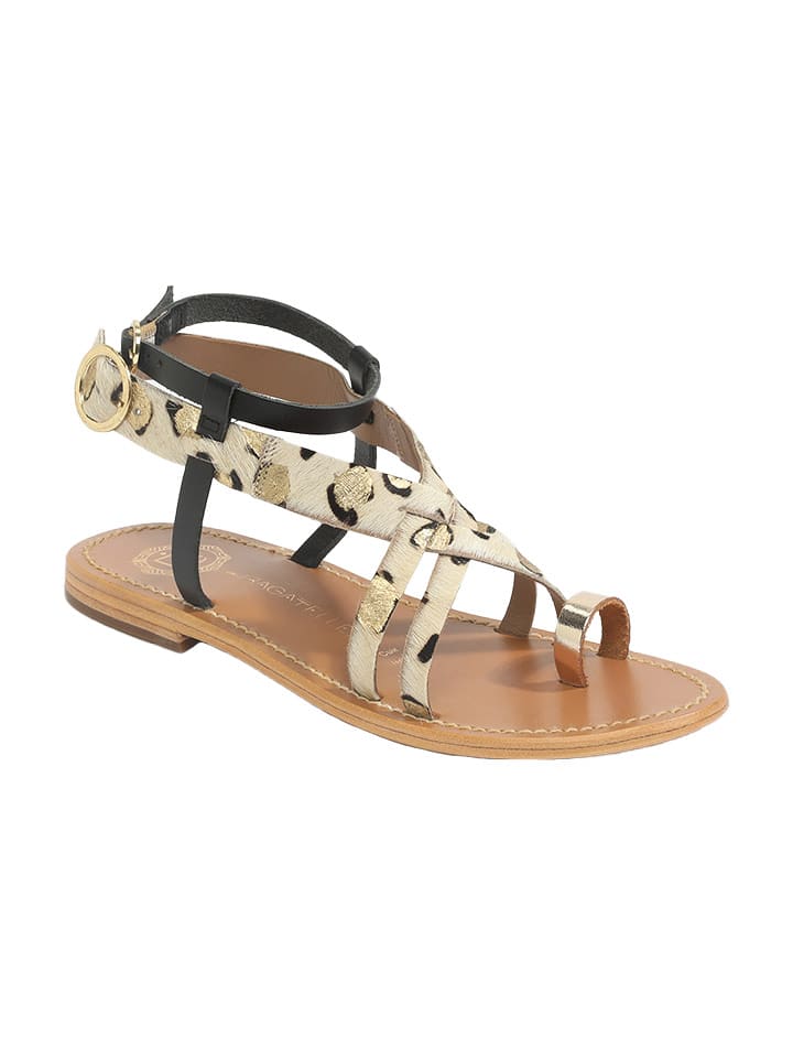Les BAGATELLES Skórzane sandały "Fennel" w kolorze czarno-złotym rozmiar: 40