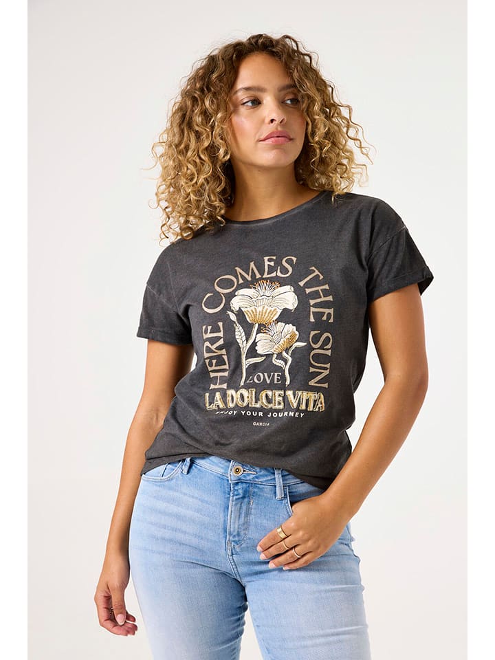 Garcia Koszulka w kolorze antracytowym rozmiar: XS