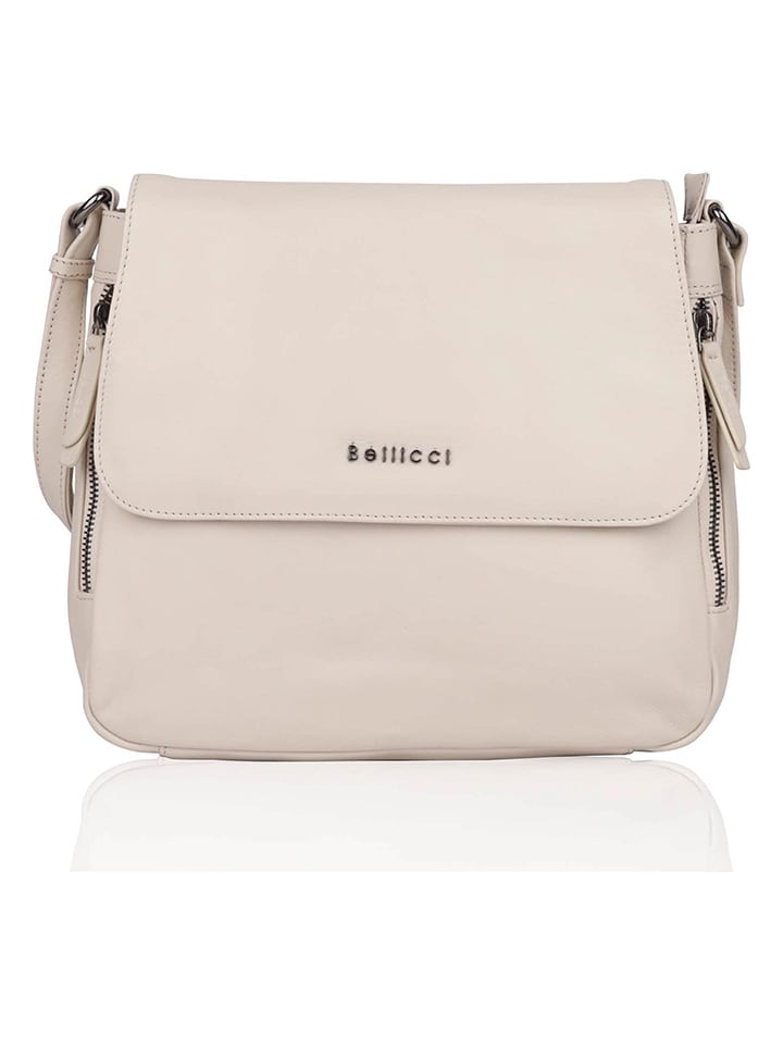 Bellicci Skórzana torebka "Silvia" w kolorze kremowym - 27 x 8 x 4 cm rozmiar: onesize
