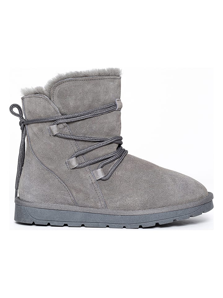 NICEBAY Skórzane botki zimowe "Leala" w kolorze szarym rozmiar: 37