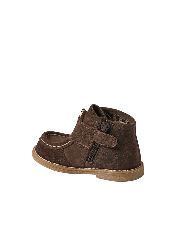 vertbaudet Skórzane botki w kolorze brązowym rozmiar: 25