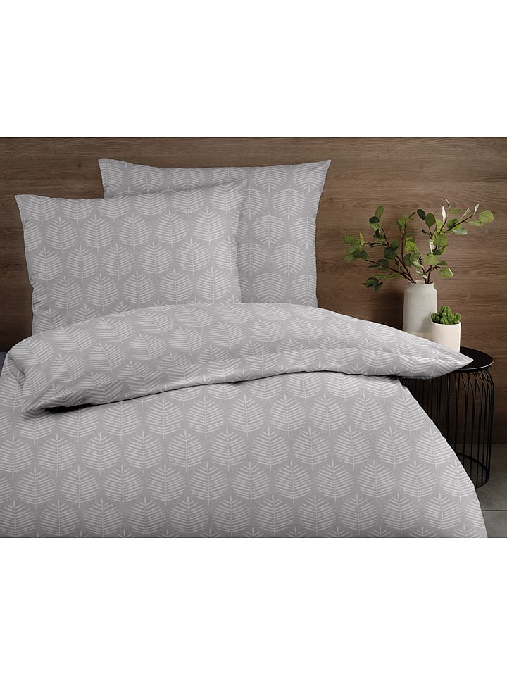 Sigmapur Komplet żakardowej pościeli flanelowej w kolorze szarym rozmiar: 155x220 cm