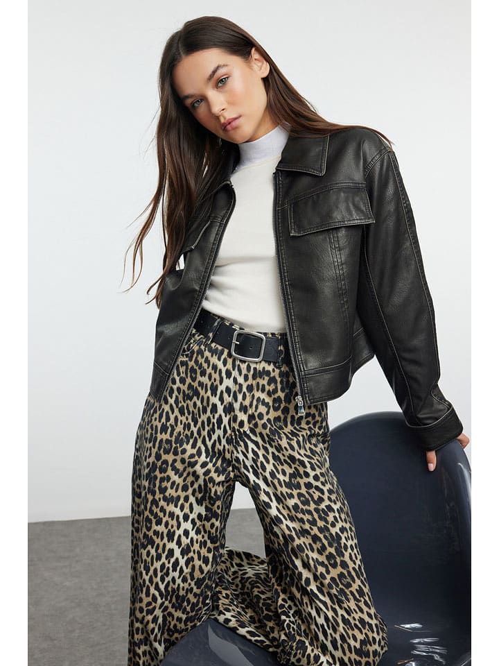 trendyol Kurtka w kolorze czarnym ze skóry syntetycznej rozmiar: S