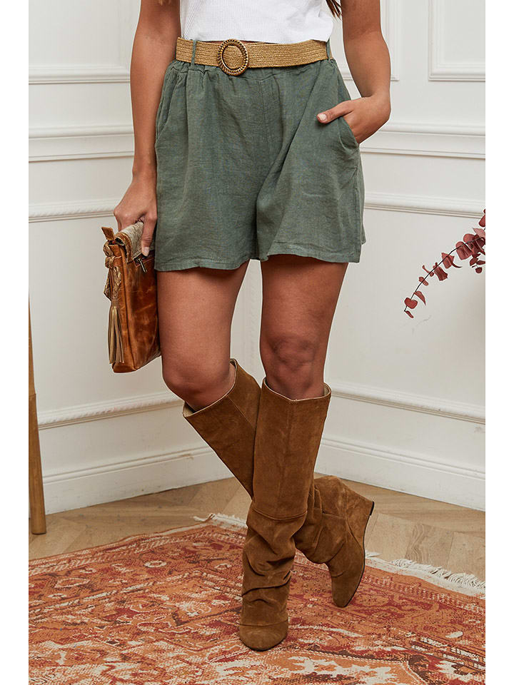 La Compagnie Du Lin Lniane szorty w kolorze khaki rozmiar: M