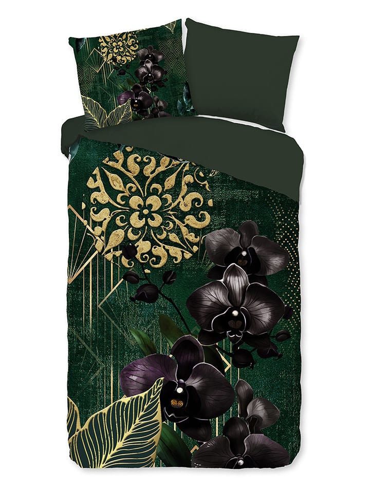 Good Morning Komplet pościeli "Esmee" w kolorze złoto-ciemnozielono-czarnym rozmiar: 200x220 cm