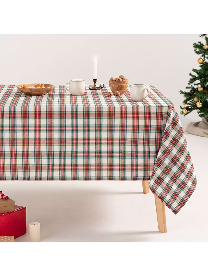 GAMUSI Obrus "Check" w kolorze biało-czerwono-zielonym rozmiar: 140x100 cm