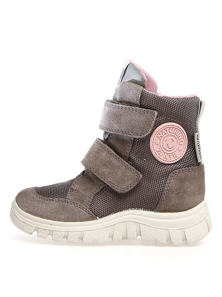Naturino Skórzane botki "Geminae" w kolorze ciemnoszaro-jasnoróżowym rozmiar: 33