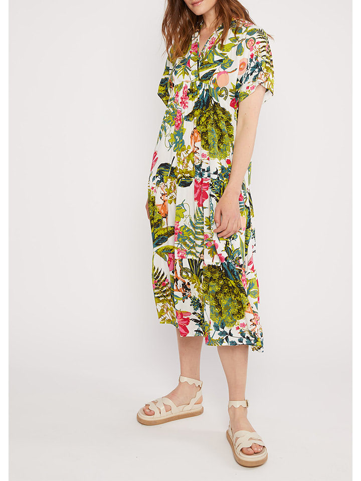 Blutsgeschwister Sukienka "Saint Tropengreek" w kolorze zielono-białym rozmiar: XS