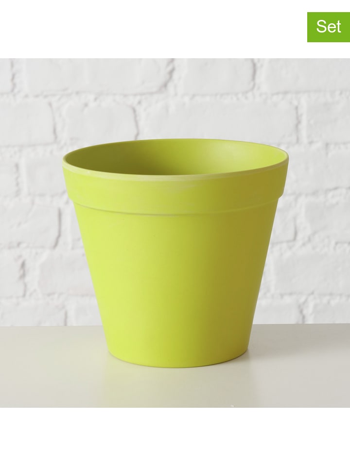 Boltze Osłonki (2 szt.) w kolorze zielonym na doniczkę - wys. 13,5 x Ø 15 cm rozmiar: onesize
