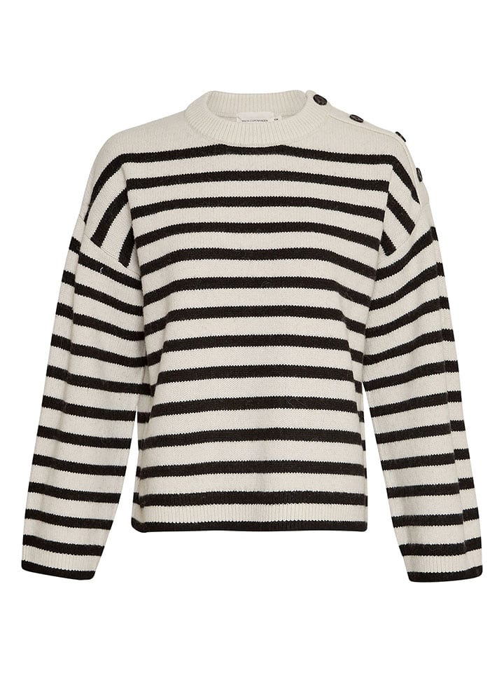 MOSS COPENHAGEN Sweter "Carina" w kolorze biało-czarnym rozmiar: L/XL
