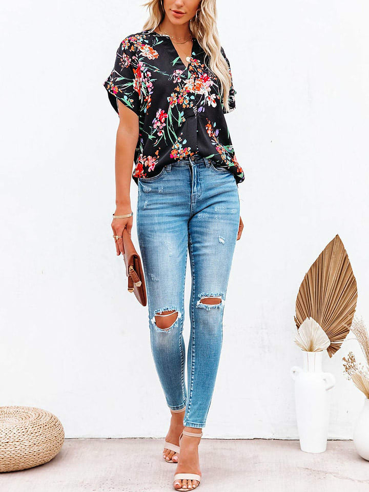 Milan Kiss Bluzka w kolorze czarnym ze wzorem rozmiar: XL