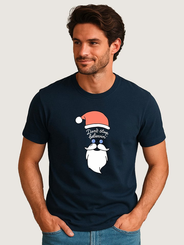 WOOOP Koszulka "Dont stop believin" w kolorze granatowo-czerwono-białym rozmiar: L