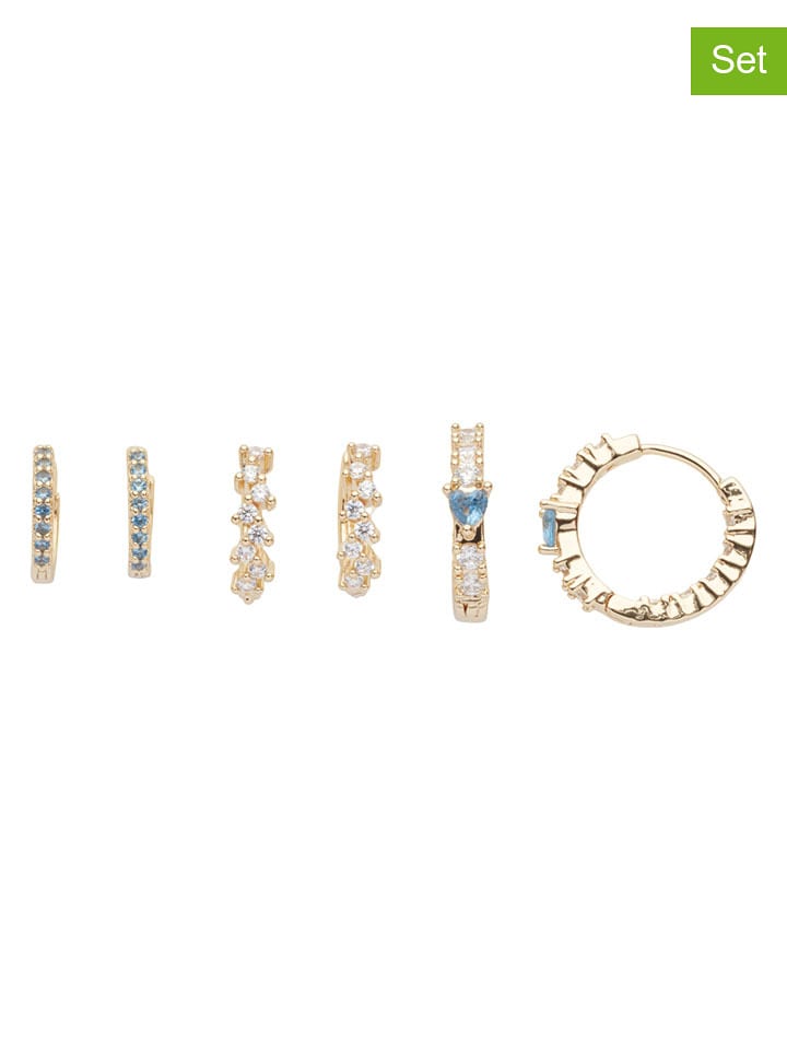 U.S. Polo Assn. Pozłacane kolczyki-kreole (3 pary) z kryształami rozmiar: onesize