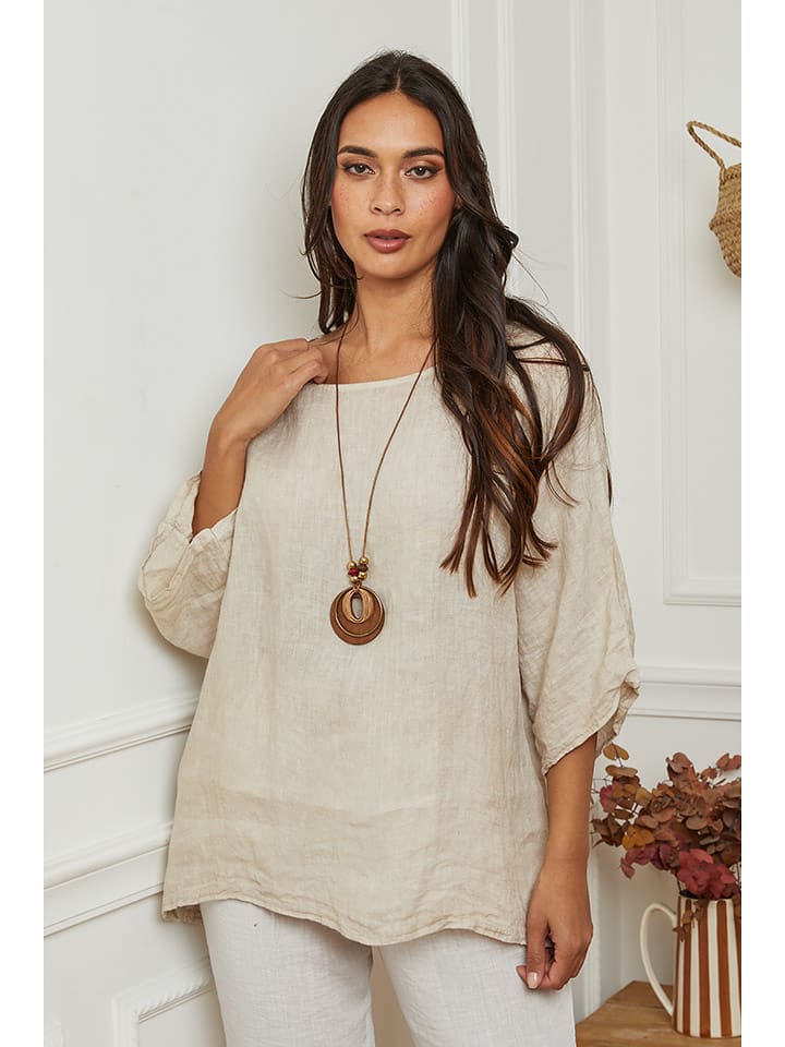 La Compagnie Du Lin Lniana bluzka "Under" w kolorze kremowym rozmiar: XXL