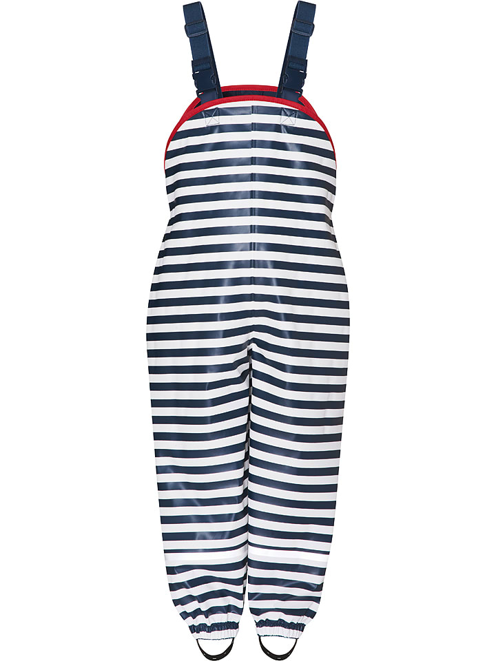 Playshoes Ogrodniczki przeciwdeszczowe w kolorze granatowo-białym rozmiar: 104