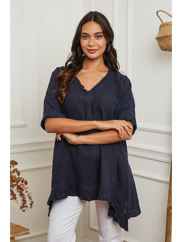 La Compagnie Du Lin Lniana tunika w kolorze granatowym rozmiar: S