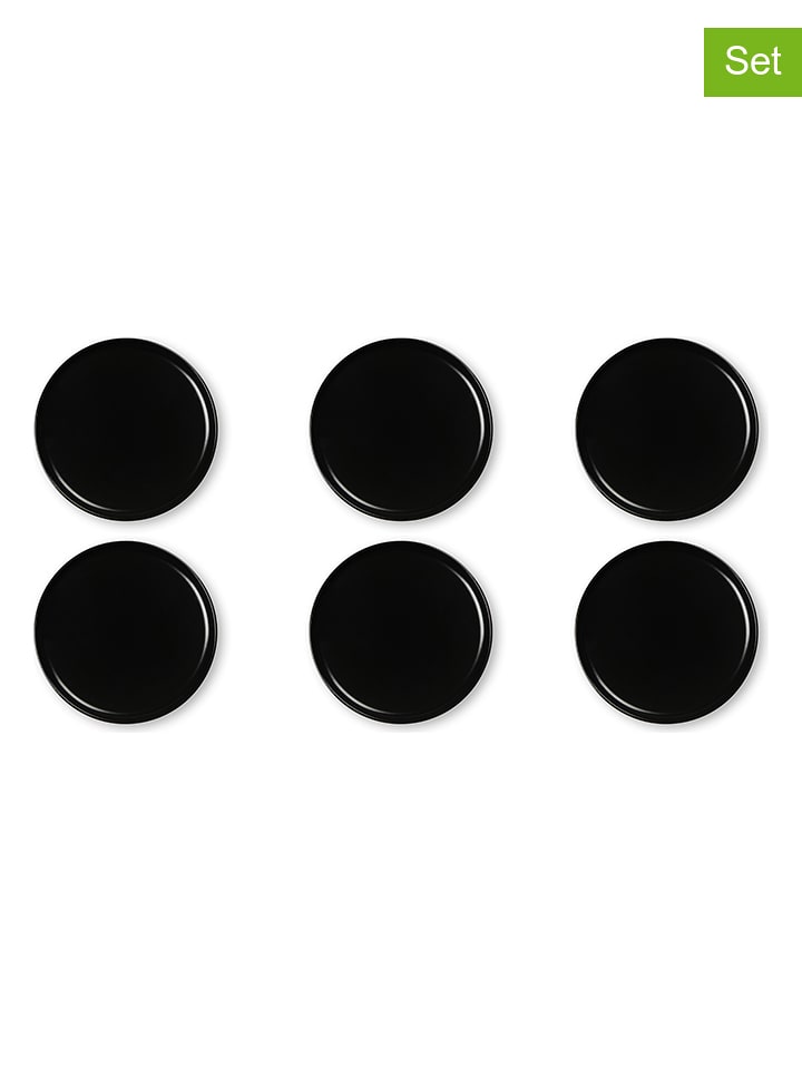 Trendy Kitchen by EXCÉLSA Talerzyki deserowe (6 szt.) "Nordic" w kolorze czarnym - Ø 20 cm rozmiar: onesize