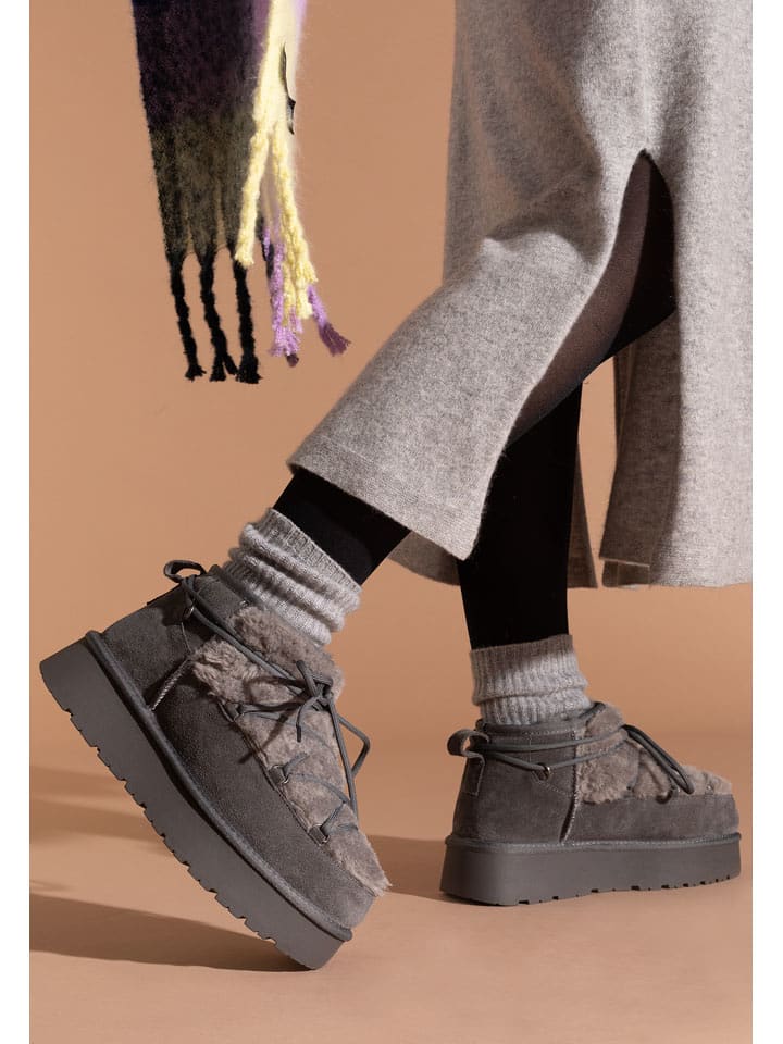 Gooce Skórzane botki zimowe "Willem" w kolorze szarym rozmiar: 39