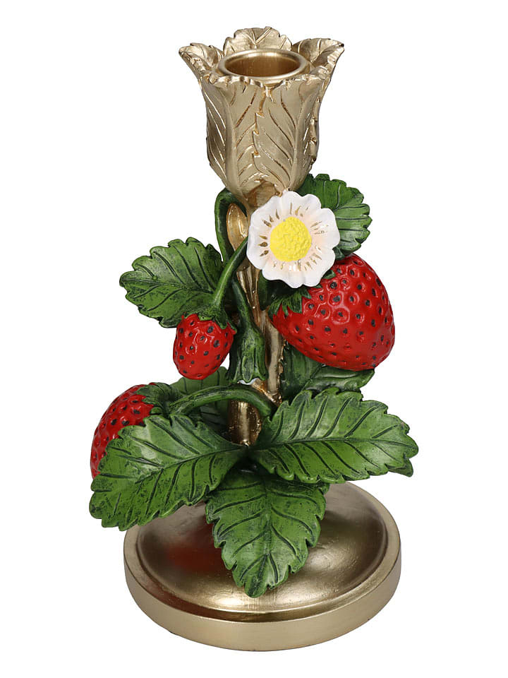 Kersten Świecznik "Strawberry" w kolorze złoto-czerwono-zielonym - wys. 20 x Ø 11 cm rozmiar: onesize
