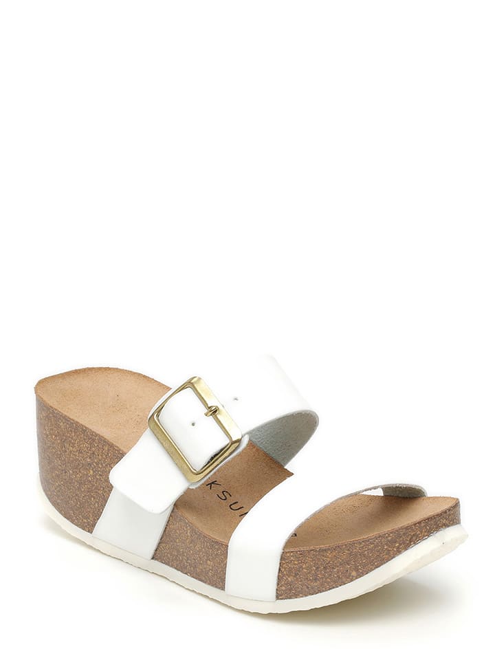 BACKSUN Klapki w kolorze białym na koturnie rozmiar: 38