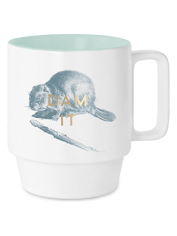 DESIGNWORKS INK ® Kubek "Dam It" w kolorze biało-miętowym - 355 ml rozmiar: onesize
