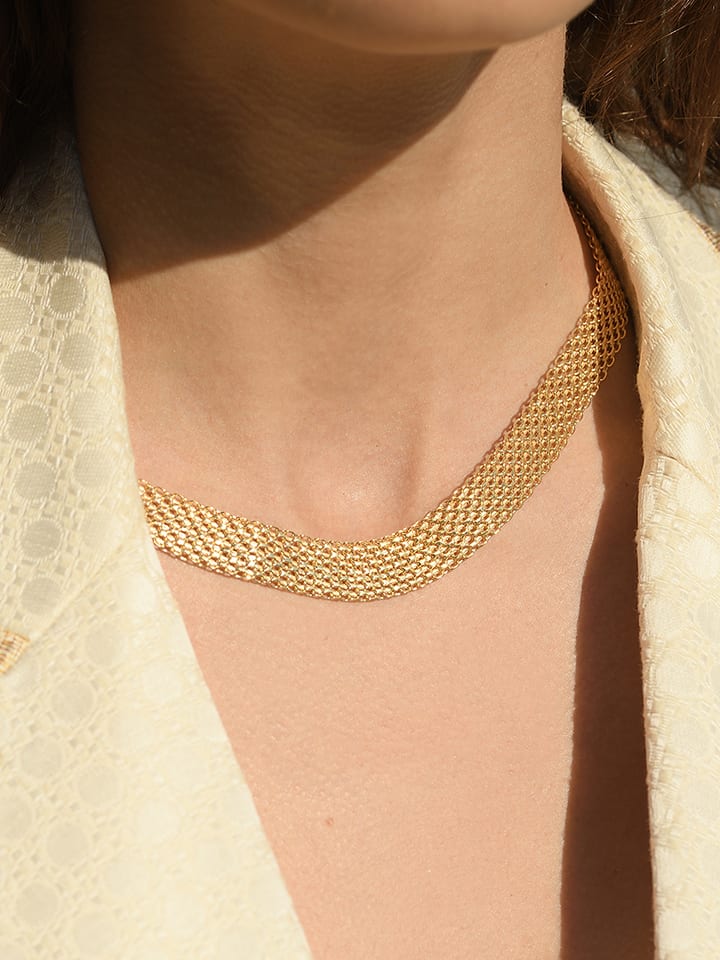 DIAMANTA Złoty naszyjnik "Maille Plate" - dł. 42 cm rozmiar: onesize