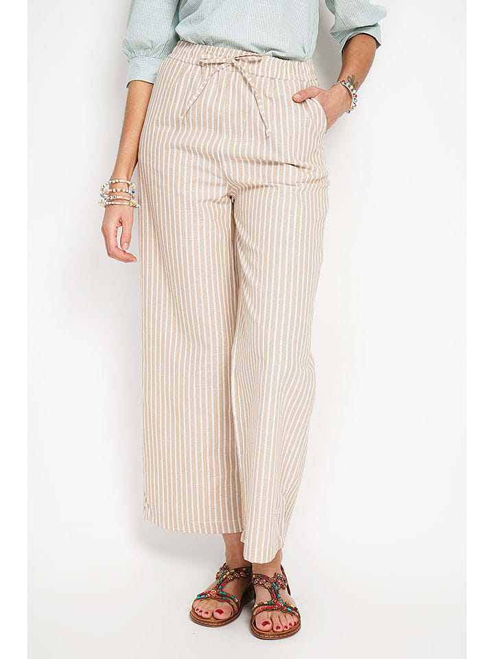 William de Faye Spodnie w kolorze beżowo-białym rozmiar: 36