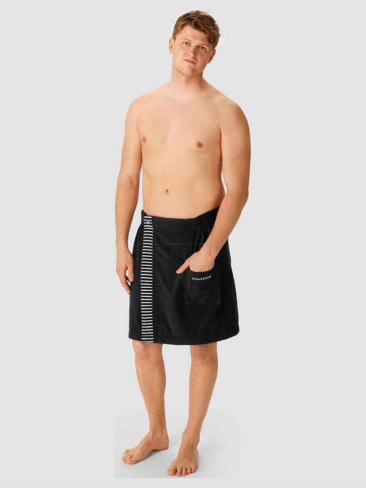 Schiesser Ręcznik "Rom" w kolorze czarnym do sauny rozmiar: 55x150 cm