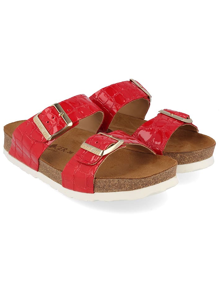 HAFLINGER Skórzane klapki w kolorze czerwonym rozmiar: 39