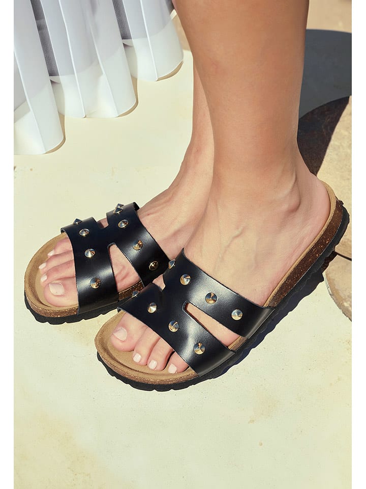 BABUNKERS Family Skórzane klapki w kolorze czarnym rozmiar: 42