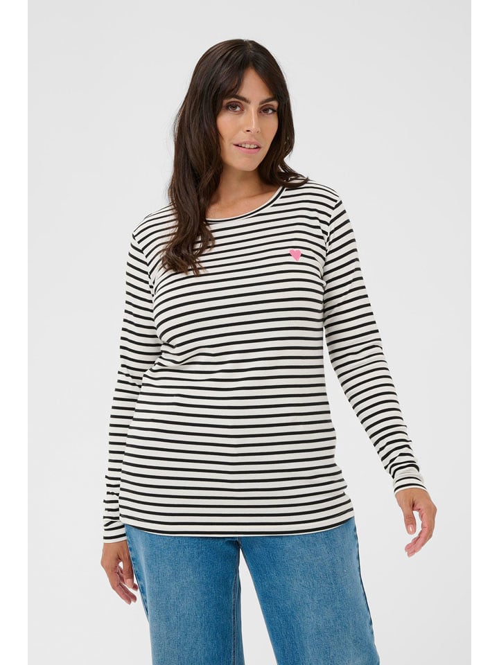 KAFFE curve Koszulka "Clia" w kolorze biało-czarnym rozmiar: M