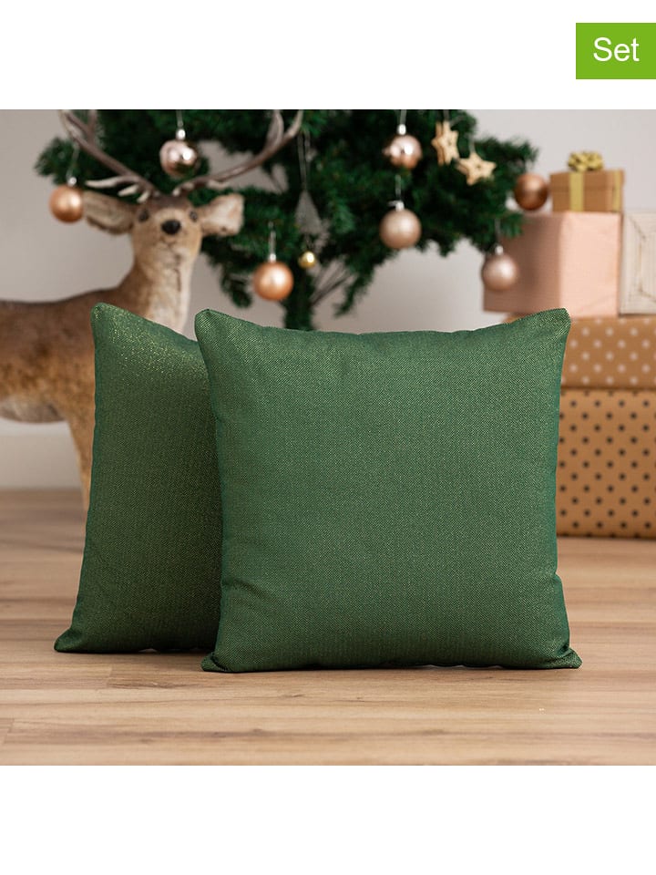 GAMUSI Poszewki (2 szt.) "Lights" w kolorze zielonym na poduszkę rozmiar: 45x45 cm