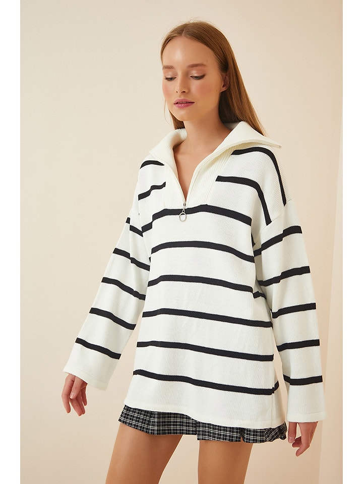 Happiness Istanbul Sweter w kolorze kremowo-czarnym rozmiar: onesize