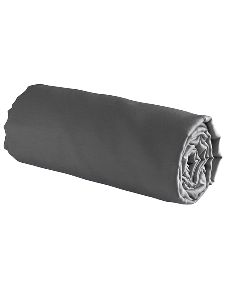 maison héritage PARIS Satynowe prześcieradło w kolorze ciemnoszarym na gumce rozmiar: 80x200 cm