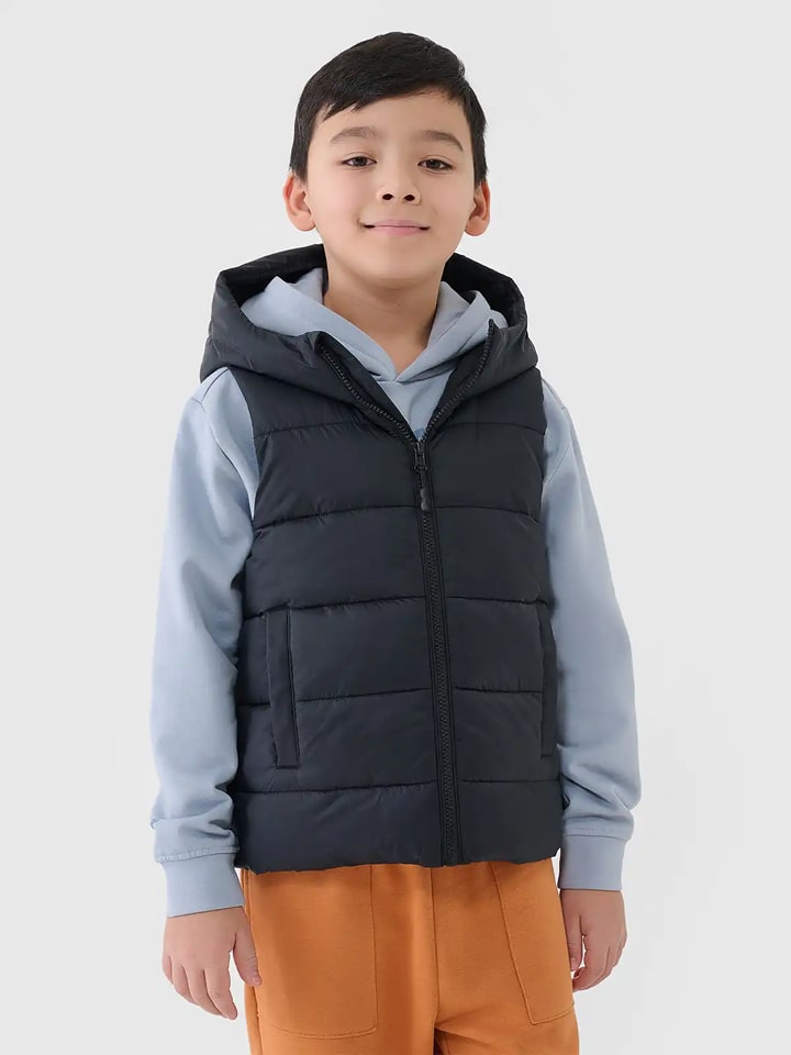 4F Kamizelka pikowana w kolorze czarnym rozmiar: 152