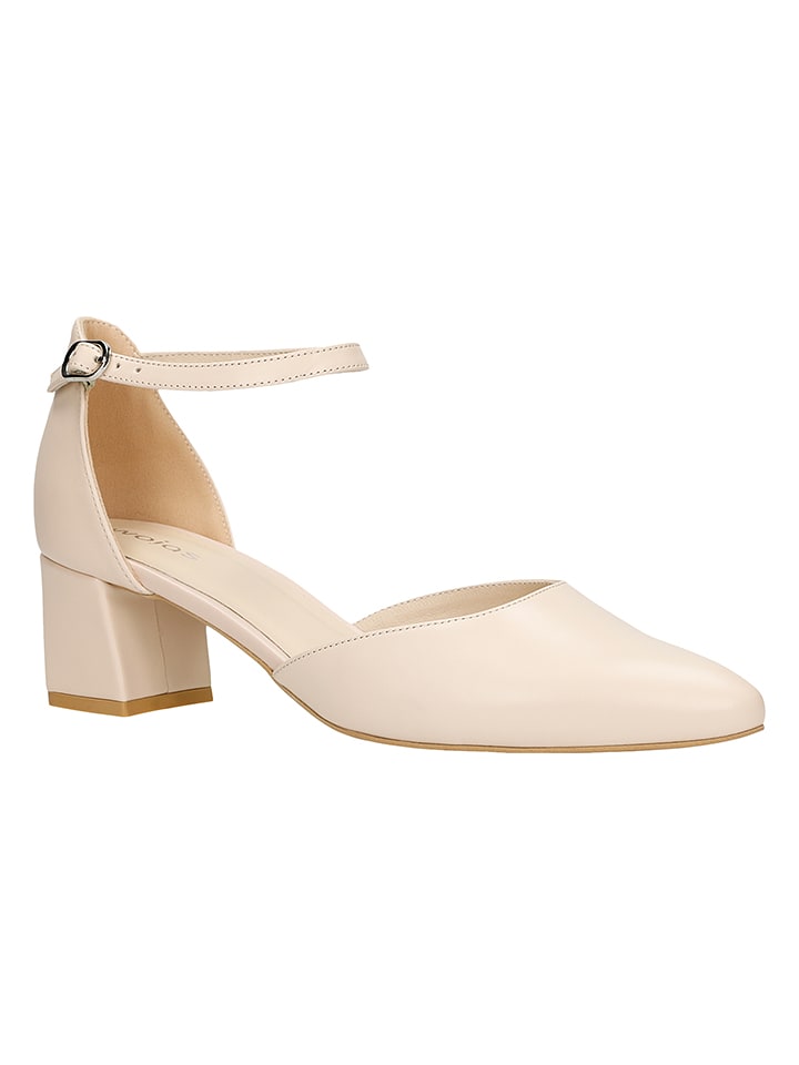 Wojas Skórzane czółenka w kolorze beżowym rozmiar: 40